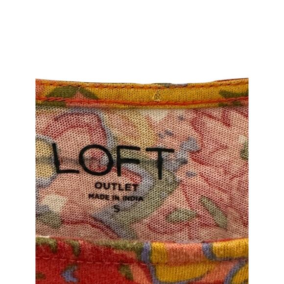 Ann Taylor Loft Orange & Red Short Sleeve Smocked Top Women's Small - Picture 6 of 6